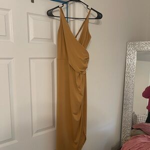 Baltic Born Gold Asymmetrical Sheath Dress